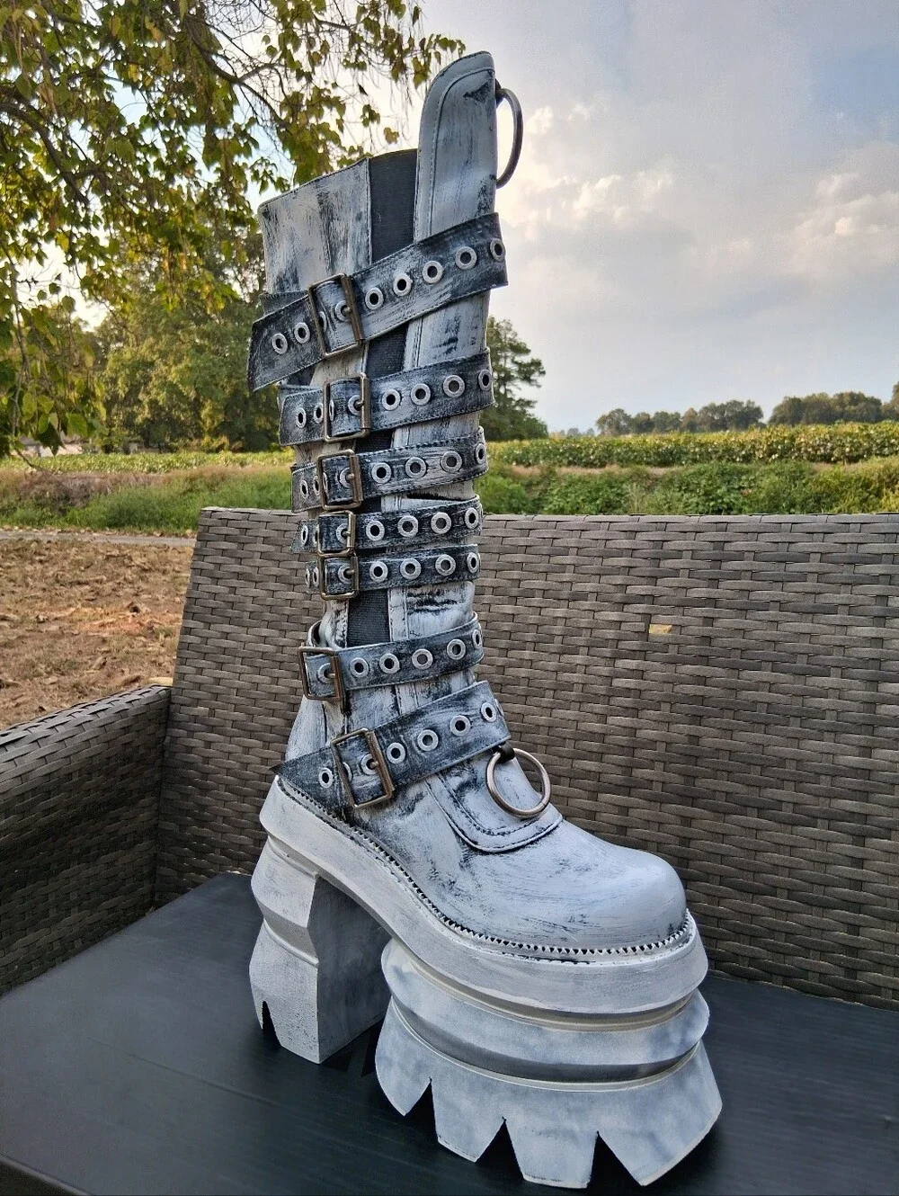 WIDOW® Never A Sellout Platform Boots - White | Size 10